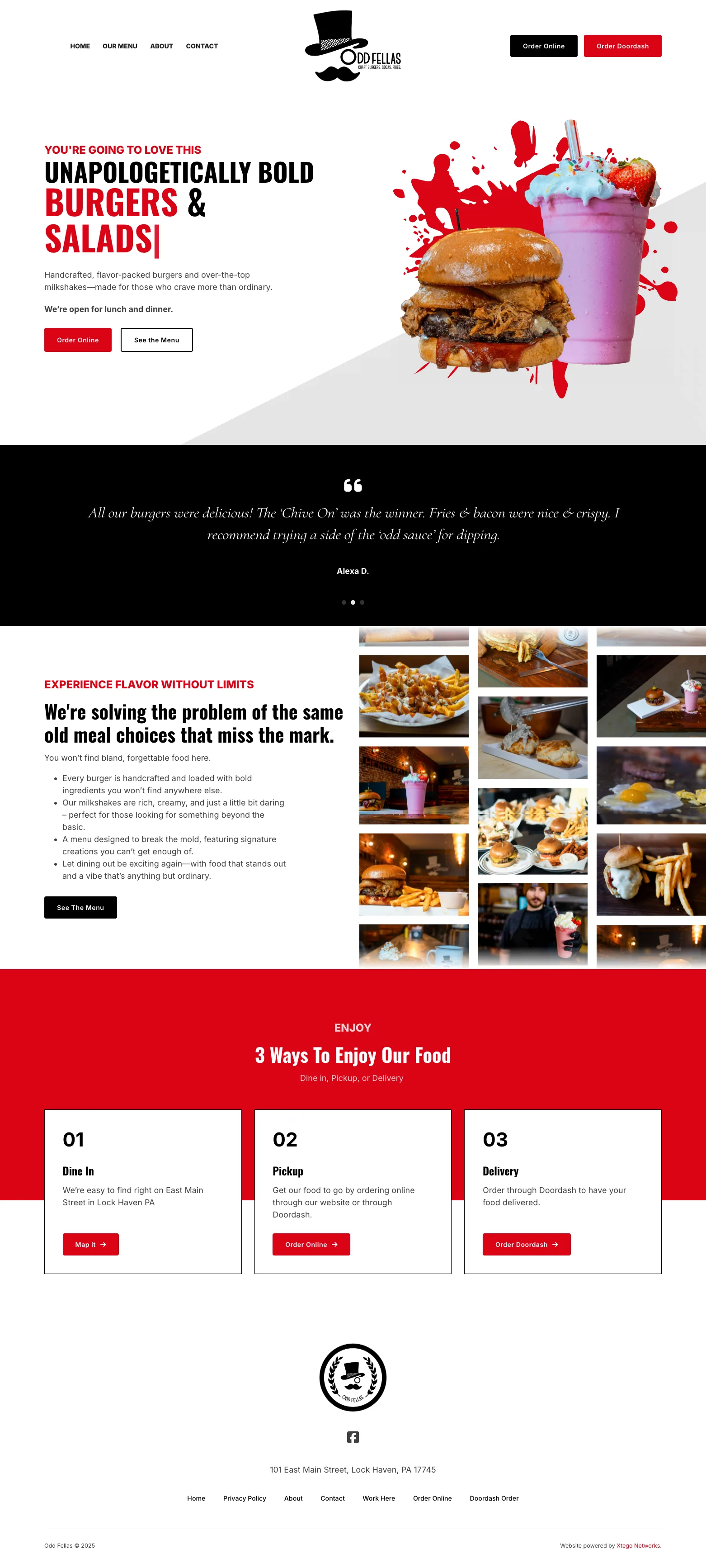 Oddfellas Burgers website