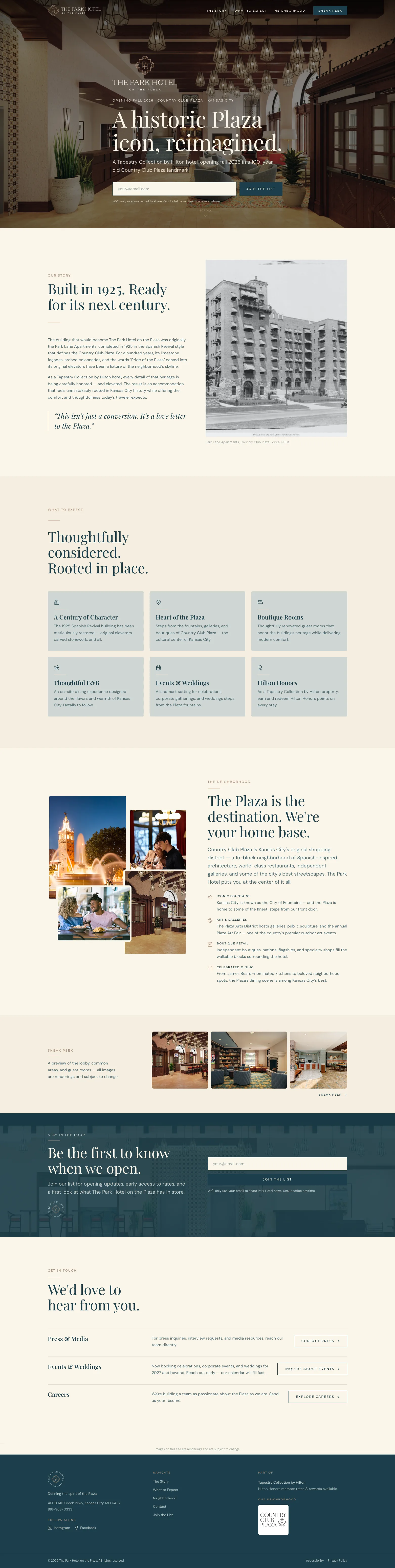 The Park Hotel on the Plaza website