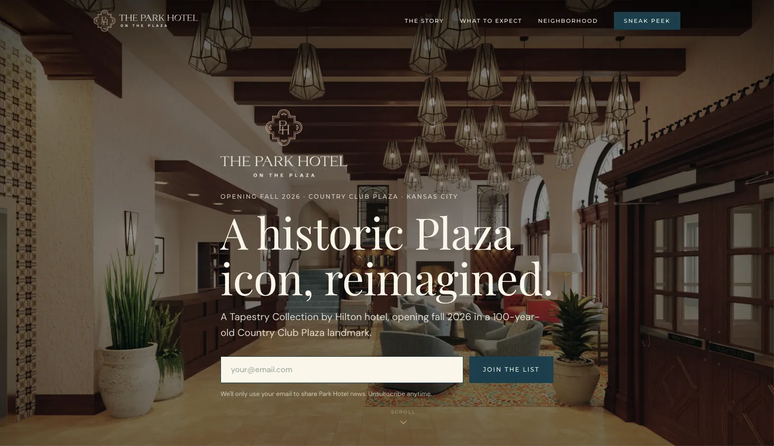 The Park Hotel on the Plaza website