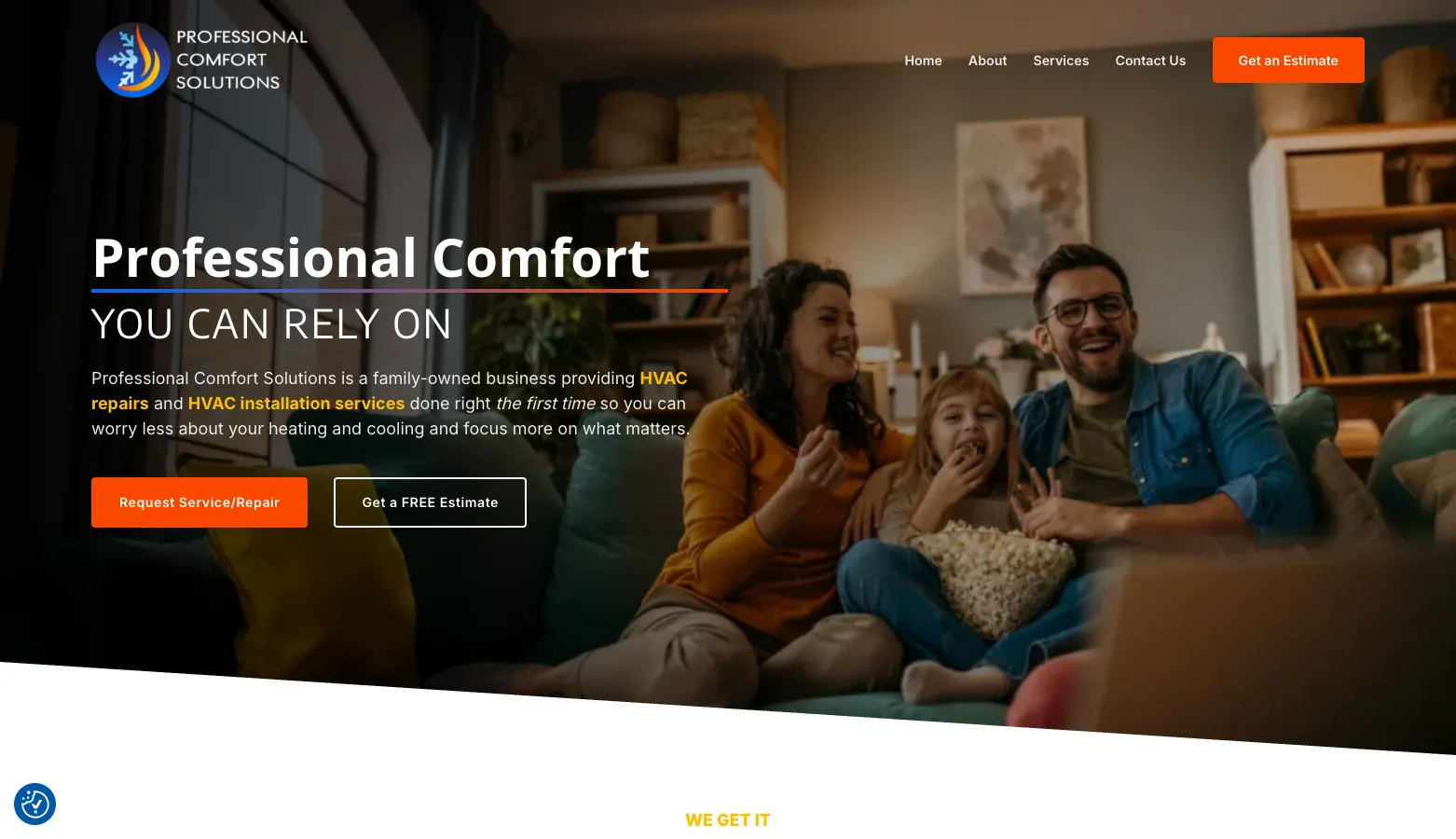 Professional Comfort Solutions website