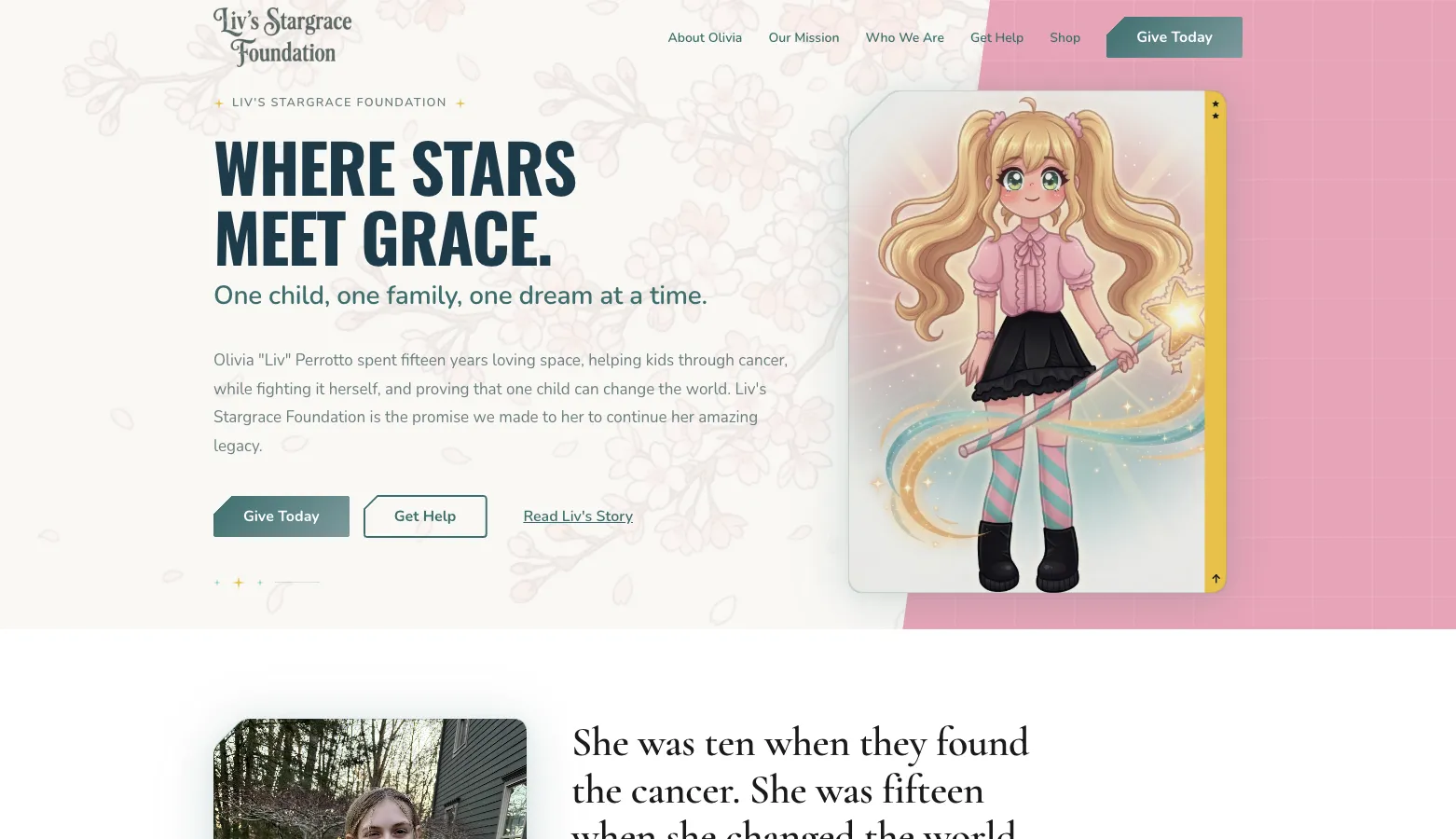 Liv's Stargrace Foundation website