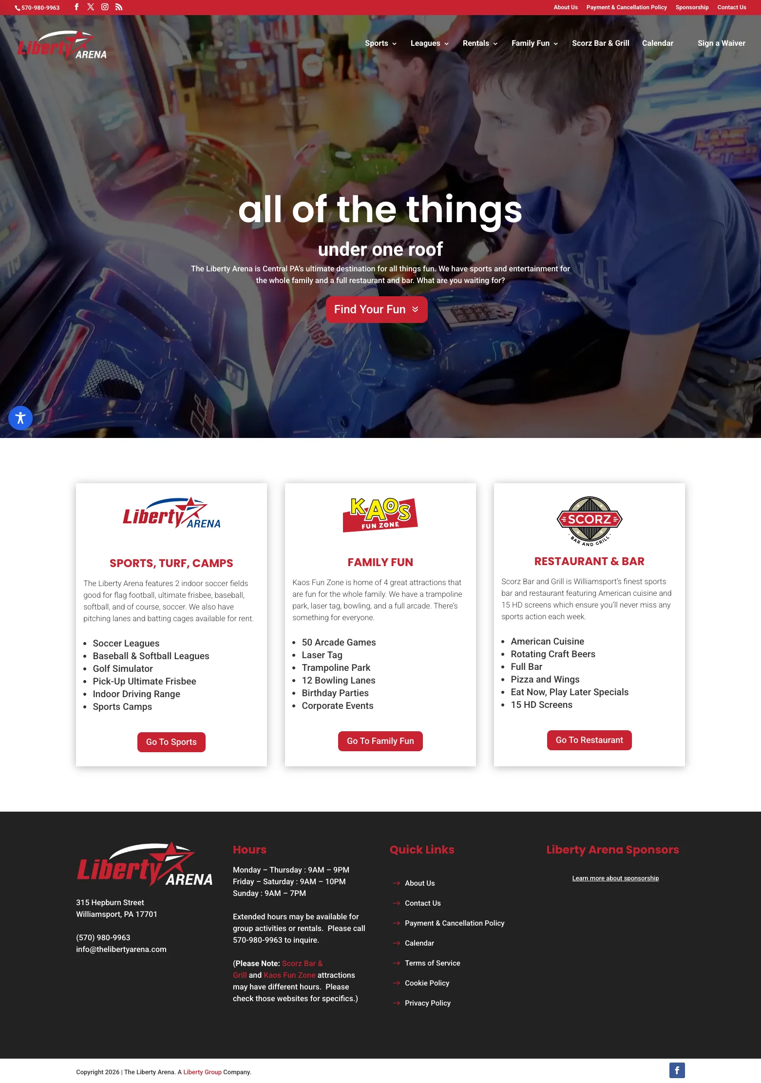 The Liberty Arena website